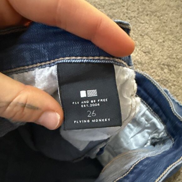 FLYING MONKEY Shorts 26 Cut off Distressed Mid Rise Denim Bermuda Modest - Picture 8 of 11